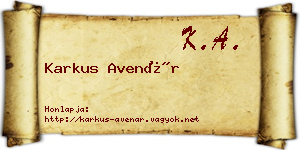 Karkus Avenár névjegykártya